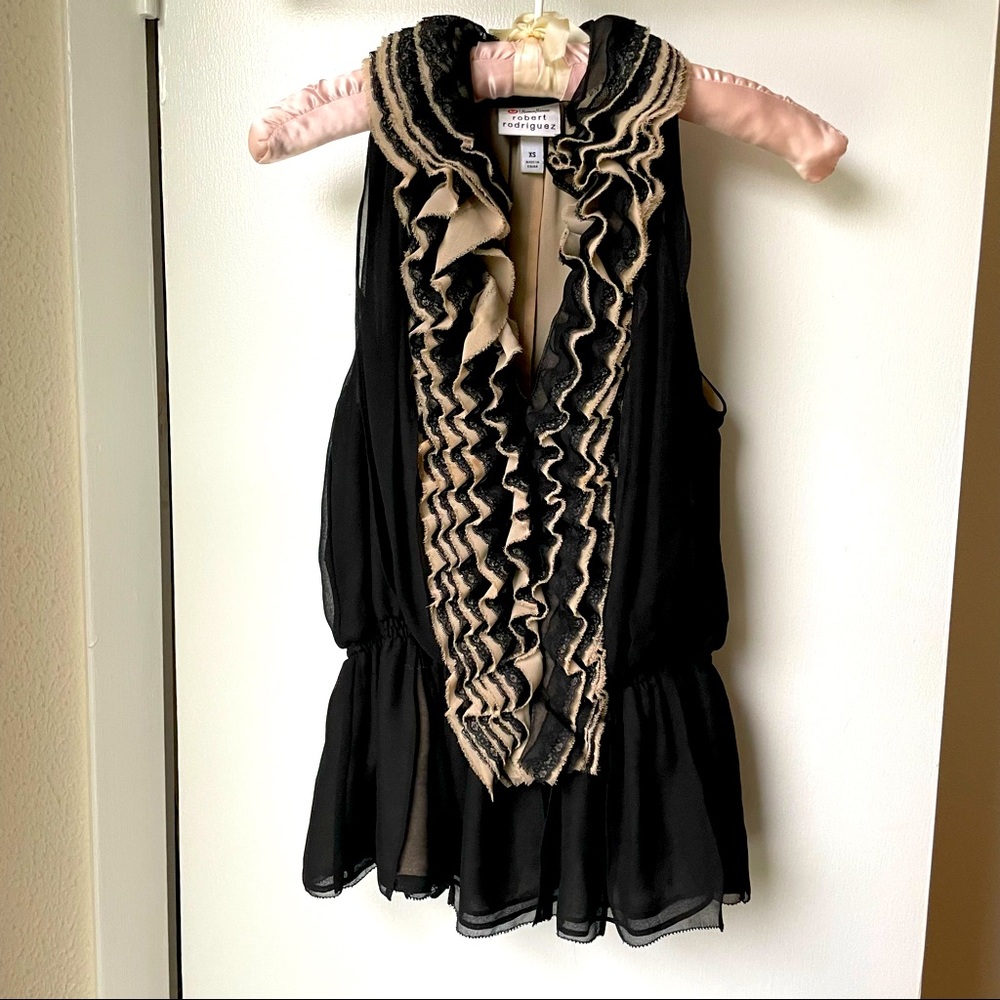 Robert Rodriguez Neiman Marcus for Target Black Lace Ruffle Top Size XS